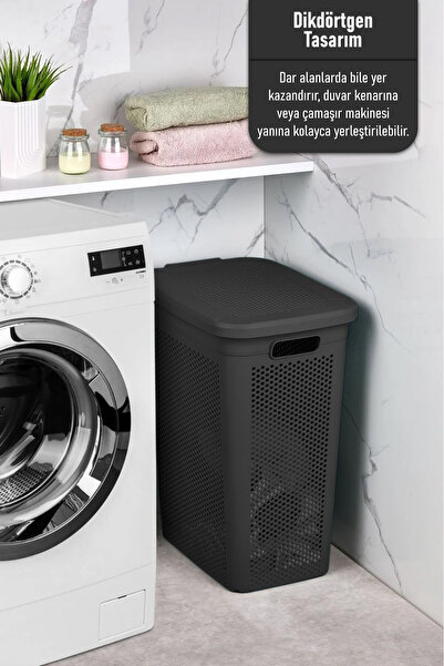 Cosiness Cosi Dekoratif Slim Kapaklı Kirli Çamaşır Sepeti 39 Lt.