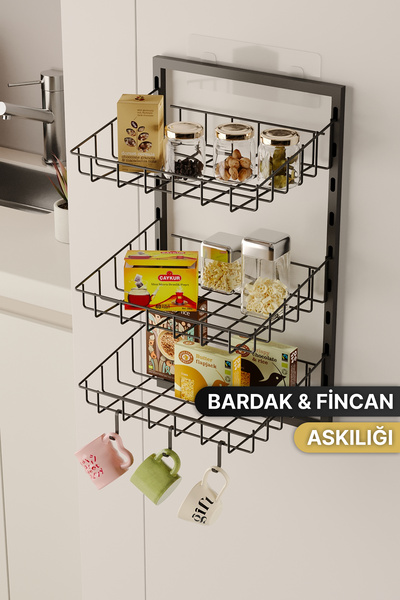 Bino Mutfak Rafı Sepet Çok Amaçlı Dolap Raf Stand Duvar Rafı Organizer Düzenl...