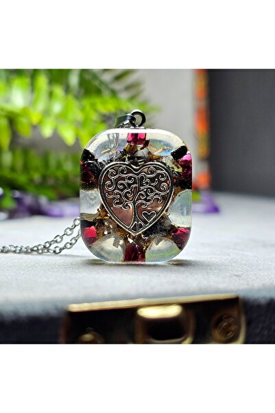 Singincraft Heart - Tree of Life - Aura Aqua Quartz Steel Chain Orgonite Neck...