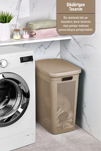 Cosiness Cosi Dekoratif Slim Kapaklı Kirli Çamaşır Sepeti 39 Lt.