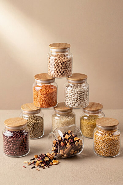 GÖNÜL Bambu Kapaklı 12'li Cam Kavanoz 0,25 L (250 ml) – Baharatlık/Kuru Gıda ...
