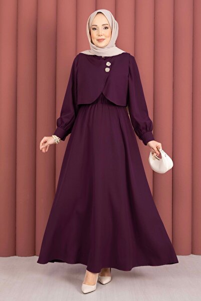 EBRUTESETTÜR Bolerolu Gold Buttoned Dress Suit Plum