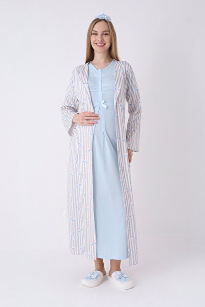 ERDENİZ TEKSTİL Maternity Nightgown and Dressing Gown Set – Maternity Nightgo...