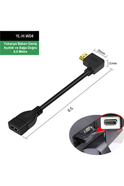 silabor كابل محول HDMI ذكر إلى أنثى بزاوية 90 درجة على شكل حرف L، كابل تمديد ...