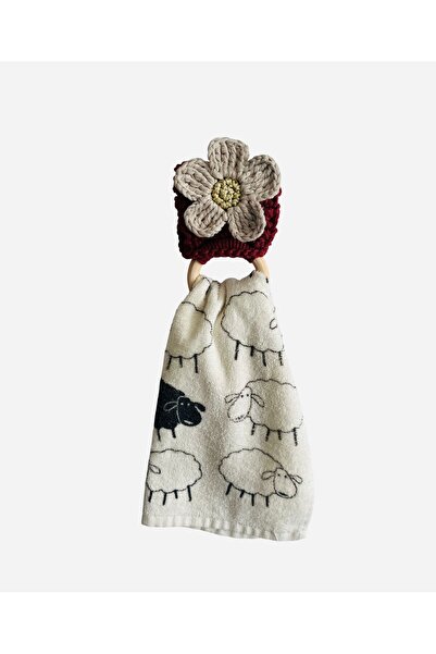 Devin Dekor Tekstil Devin Design El Yapımı Papatya Desenli Ahşap Halka Havlul...