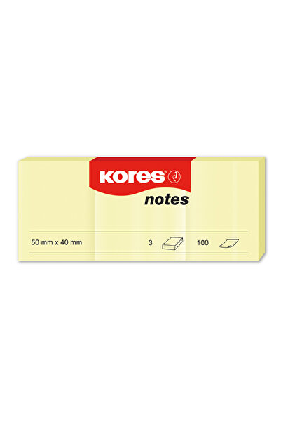 kores Notițe autoadezive 40 x 50 mm, galben pastel, 3 x 100 de coli
