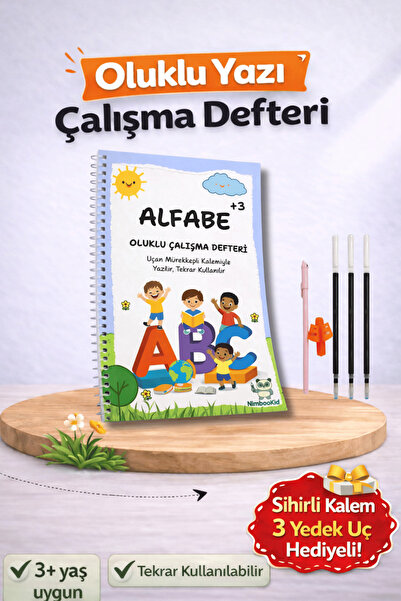 Nimbookid Sihirli Kalemli Oluklu (Kabartmalı) Etkinlikli Alfabe Defteri Güzel...