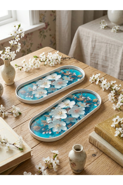 Canbay Store 2 Adet Aden Desenl, Tepsi Tek Kişilik Sunum Tepsisi