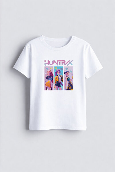 AYDESİGN K-pop Lovci na demone Štampano okrugla kragna Bela dečja majica T-shirt