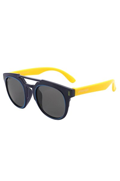 Atom Kids Polarized Round Sunglasses 100% UV 400 Protection - Black & Yellow