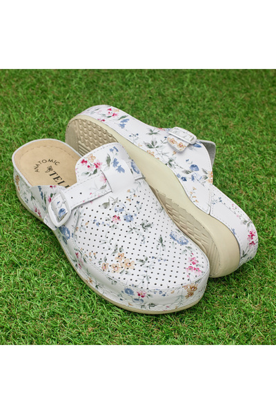 Tellus Women's Medical Leather Clogs with Perforation, Anatomical Insole & We...