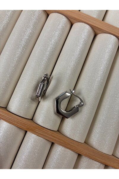 ARİ TAKI Stoned Angular Steel Earrings