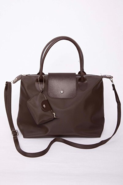 EBRUTESETTÜR حقيبة يد وكتف بغطاء بسحاب باللون البني