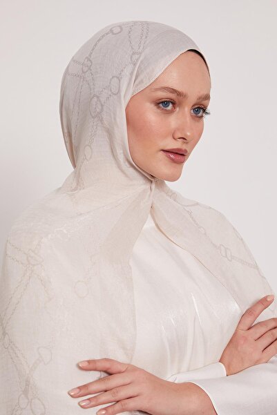 LuvenSara Lyocell Naia Jakarlı Şal | İnci Beji