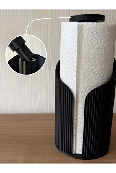 El Emeği Modern Tasarım 3D Kağıt Havlu Askısı - Mat Siyah Koruyucu Gövdeli Ha...