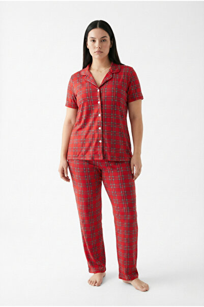 Mivoon Soft Textured Milan Fabric Short Sleeve Women's Pajama Set