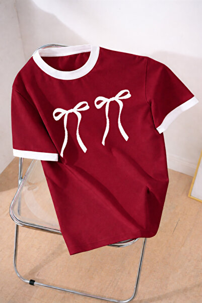 Revasser Tricou colorat pentru femei, cu guler tip panglică, cu design specia...