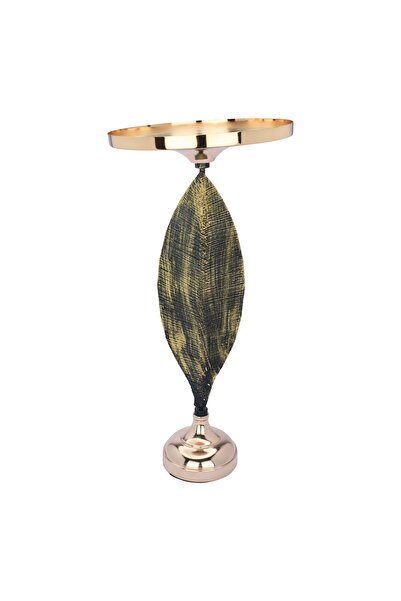 Generic طاولة تقديم دائرية من الفولاذ من وهج ألماش، 31 × 16 × 58 سم - ذهبي