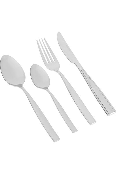 Generic Al Saif Gallery steel spoon set, 24 pieces, engraved edges - silver