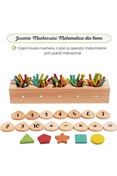 Arelair Magic Box Jucarie Matematica Montessori, Arelair Magic Box, Set bete colorate de numarare si sortare, din lemn