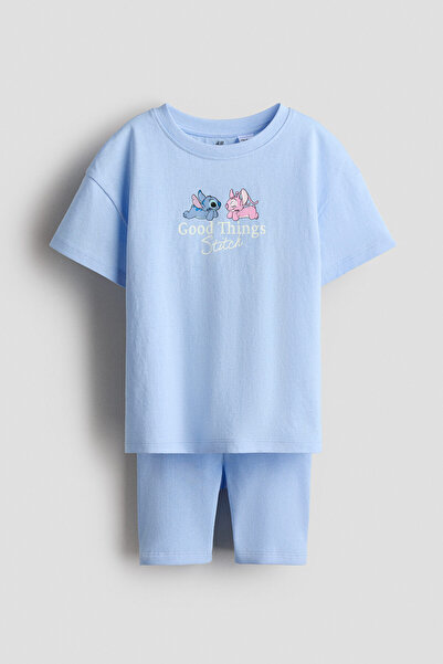 H&M 2 Parçalı Pamuklu ve Baskılı Set