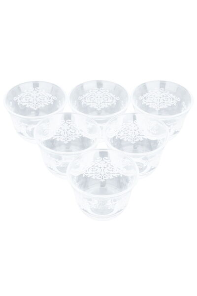 Generic Al Saif Gallery glass Arabic coffee cups set, 6 pieces - transparent