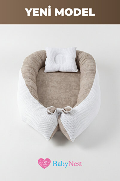 Babynest Premium Bebek Yatağı %100 Pamuk Waffle Yenidoğan Uyku Yuvası Ortoped...