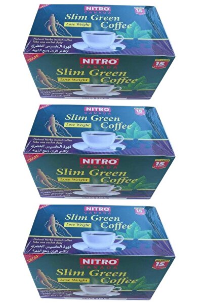 NITRO CANADA Three Pcs Lose weight Slimming Green Coffee, 15g x 12 Sachets