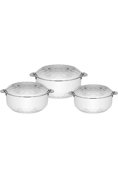 Generic طقم حاويات فولاذية من معرض السيف، 3.5-5-8.5 لتر، 3 قطع - فضي