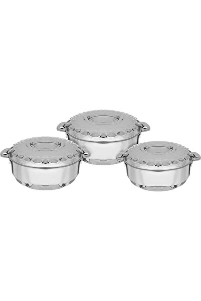 Generic Al Saif Gallery Steel Food Container Set, 3 Pieces - Silver
