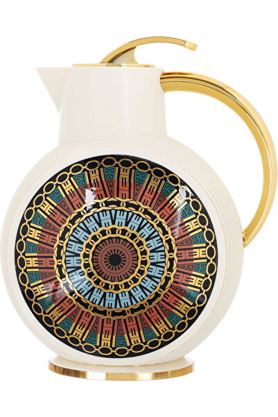 Generic ترمس غلوري الجوهرة، 900 مل، وعاء داخلي زجاجي، غلاف خارجي بلاستيكي - بيج