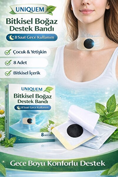 Uniquem Bitkisel Boğaz Bandı 8 Adet Boğaz Bölgesine Uygulama Gece Boyunca Etk...