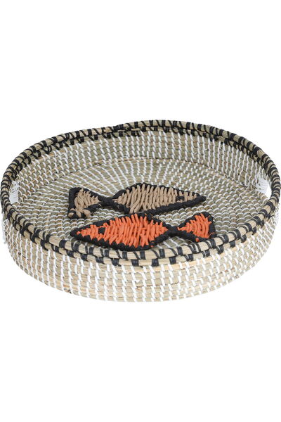 Generic سلة تقديم من الخوص من معرض السيف، 40 سم، دائرية - متعددة الألوان