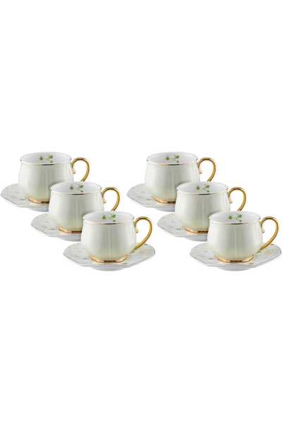 Generic Al Saif Gallery Porcelain Coffee Cups Saucer Set, 12 Pieces, 100 Ml -...