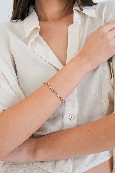 Trend Alaçatı Stili سوار نسائي بتصميم دوريكا من الفولاذ الذهبي والفضي Alc-X15356