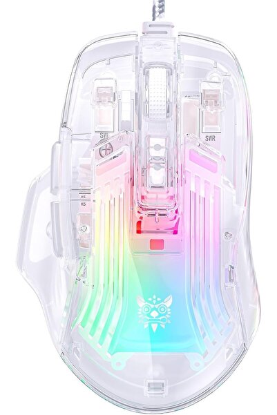 Generic ماوس ألعاب بأسلاك من KASTWAVE بغطاء كريستالي شفاف، وإضاءة LED RGB، ود...