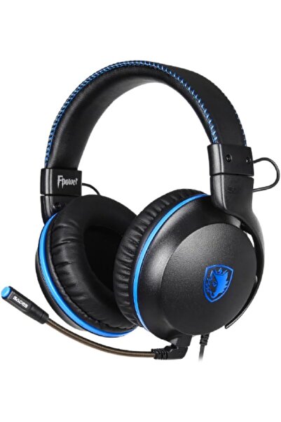 Generic سماعة ألعاب سلكية بأسلاك SADES F-POWER (SA-717) - أسود/أزرق، متوافقة ...