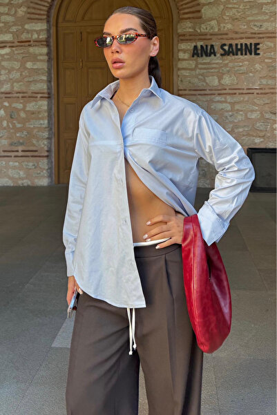 Seeh Blue Straight Cut Buttoned Women's Shirt Sh367