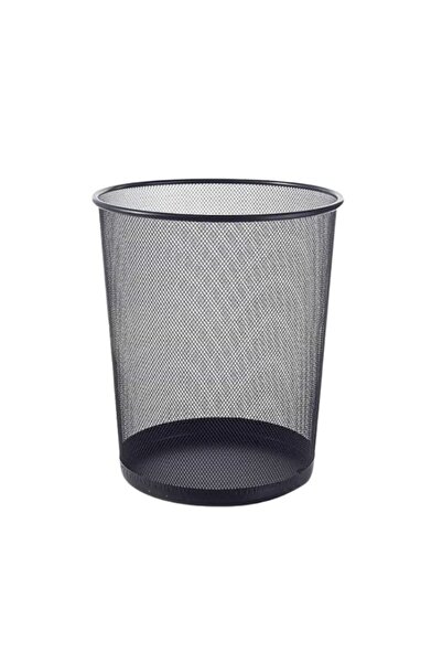 Premium Black Metal Mesh Waste Bin – Round Office Trash Can, Durable Steel Wi...