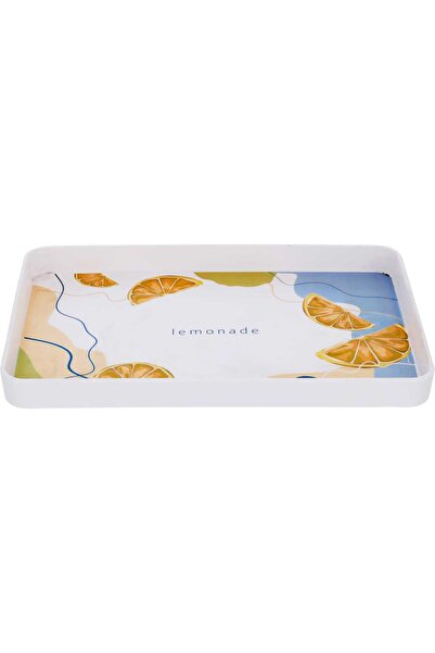 Generic Al Saif Gallery plastic serving tray, 35 x 23 x 3 cm, rectangle - white