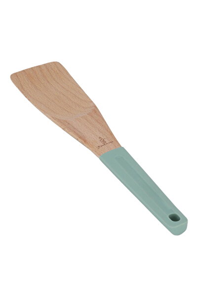 Generic Al Saif Gallery wooden spoon, with silicone handle - green