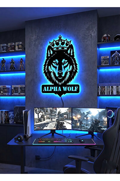 novacraft Kral Kurt Temalı Kişiye Özel RGB LED Işıklı Metal Duvar Tablosu Uza...