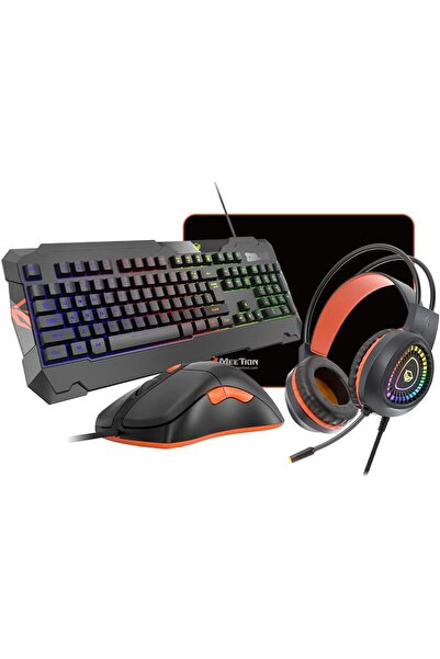 Generic مجموعة ألعاب MEETION MT C505 4 في 1، لوحة مفاتيح ألعاب RGB مضادة للتش...