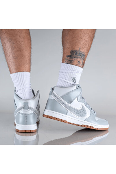Nike Dunk High Chenille Swoosh White Grey