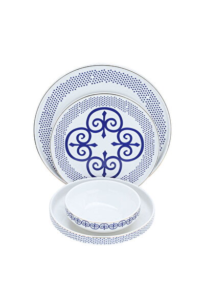 Generic Al Saif Gallery Porcelain Dinner Set, 24 Pieces - White Blue