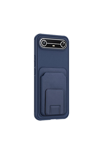 Gpack Tecno Spark Slim 5G uyumlu Kılıf Bikart Kartlıklı Standlı TPU Lacivert