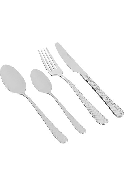 Generic طقم ملاعق ستانلس من السيف جاليري، محفور، 24 قطعة - فضي