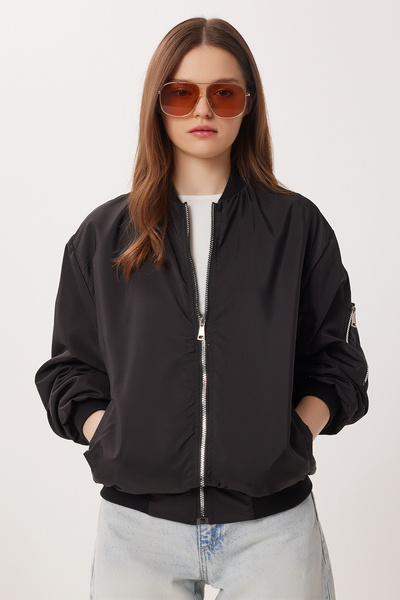 Lovelyİstanbul Oversize Seasonal Bomber Jacket Lax0004 Black