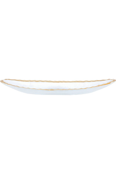 Generic Al Saif Gallery Glass Dessert Dish, 30 X 7 X 3 Cm, Oval - Clear Gold