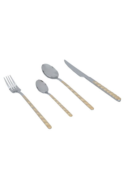 Generic Al Saif Gallery Stainless Steel Cutlery Set, 24 Pieces - Silver Gold